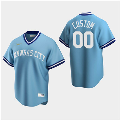 Personalized Men’s Kansas City Royals Light Blue Road Cooperstown Collection Jersey