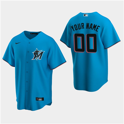 Personalized Men’s Miami Marlins Blue Alternate Jersey