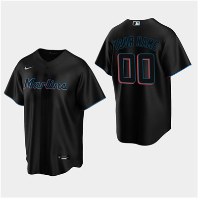 Personalized Men’s Miami Marlins Black Alternate Jersey