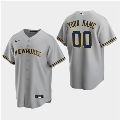 Personalized Men’s Milwaukee Brewers Gray Road Jersey