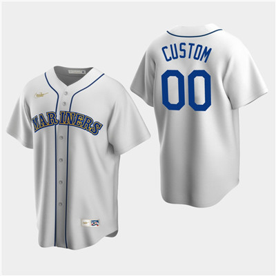 Personalized Men’s Seattle Mariners White Home Cooperstown Collection Jersey