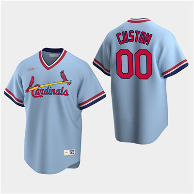 Personalized Men’s St. Louis Cardinals Light Blue Road Cooperstown Collection Jersey