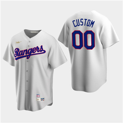 Personalized Men’s Texas Rangers White Home Cooperstown Collection Jersey
