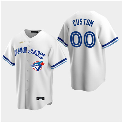 Personalized Men’s Toronto Blue Jays White Home Cooperstown Collection Jersey