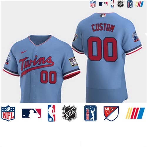 Personalized Men’s Minnesota Twins 60th Season Anniversary 2020 Light Blue Flexbase Jersey
