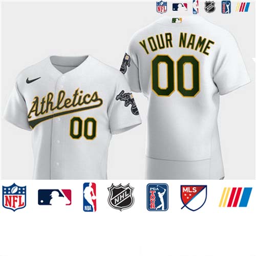 Personalized Men’s Oakland Athletics White Flexbase Jersey