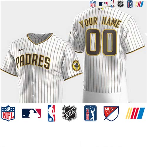 Personalized Men’s San Diego Padres Alternate White Brown Flexbase Jersey