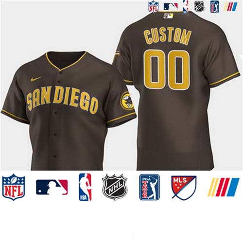 Personalized Men’s San Diego Padres 2020 Alternate Brown Flexbase Jersey