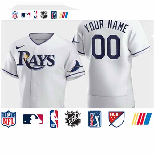 Personalized Men’s Tampa Bay Rays Flexbase White Jersey