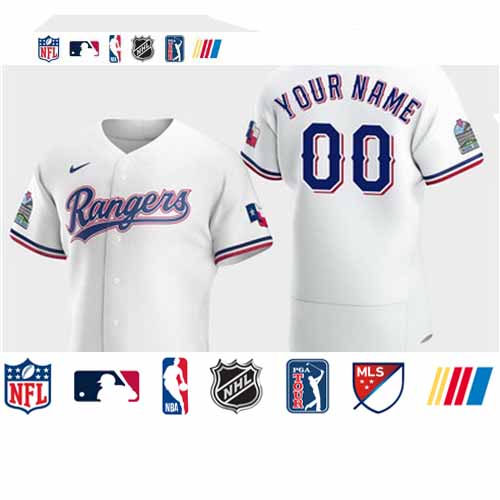 Personalized Men’s Texas Rangers 2020 Home White Flexbase Jersey