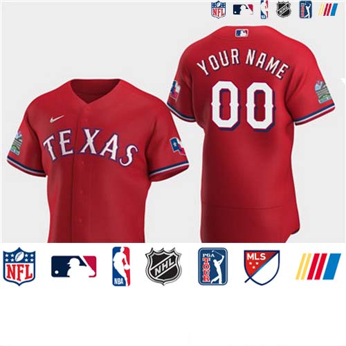 Personalized Men’s Texas Rangers 2020 Alternate Flexbase Red Jersey
