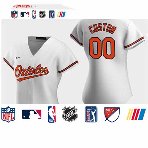 Personalized Women’s Baltimore Orioles 2020 White Home Jersey