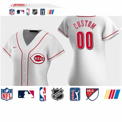 Personalized Women’s Cincinnati Reds 2020 White Home Jersey