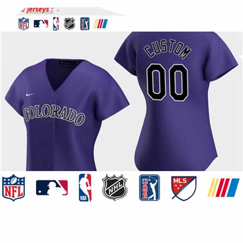 Personalized Women’s Colorado Rockies 2020 Purple Alternate Jersey