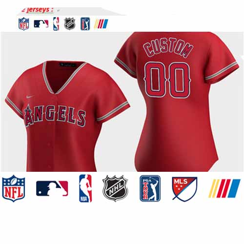 Personalized Women’s Los Angeles Angels 2020 Red Alternate Jersey
