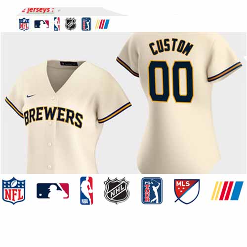Personalized Women’s Milwaukee Brewers 2020 Cream Home Jersey