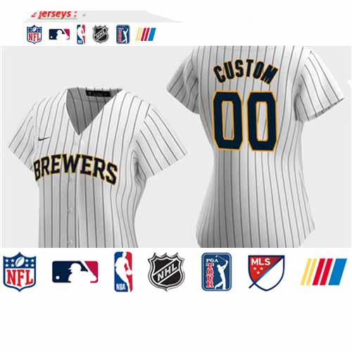 Personalized Women’s Milwaukee Brewers 2020 White Alternate Jersey