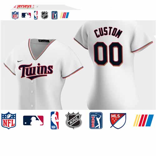 Personalized Women’s Minnesota Twins 2020 White Home Jersey