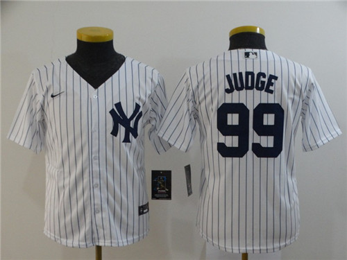 Personalized Youth Yankees 99 Aaron Judge White Youth 2020 Cool Base Jersey