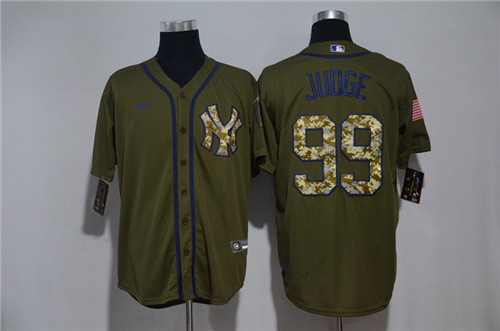 Personalized Yankees 99 Aaron Judge Olive 2020 Cool Base Jersey