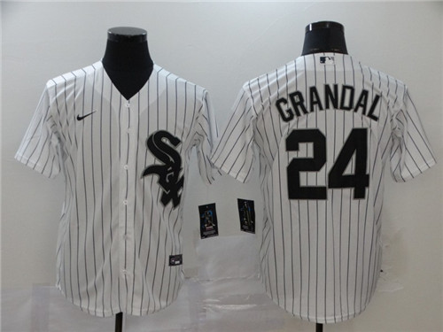 Personalized White Sox 24 Yasmani Grandal White 2020 Cool Base Jersey