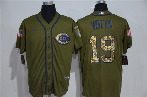 Personalized Reds 19 Joey Votto Olive 2020 Cool Base Jersey