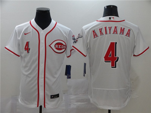 Personalized Reds 4 Shogo Akiyama White 2020 Flexbase Jersey