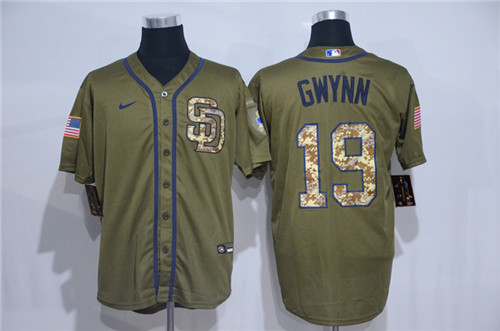 Personalized Padres 19 Tony Gwynn Olive 2020 Cool Base Jersey