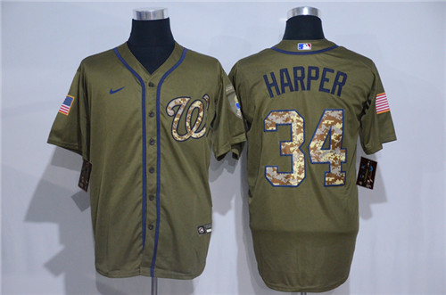 Personalized Nationals 34 Bryce Harper Olive 2020 Cool Base Jersey
