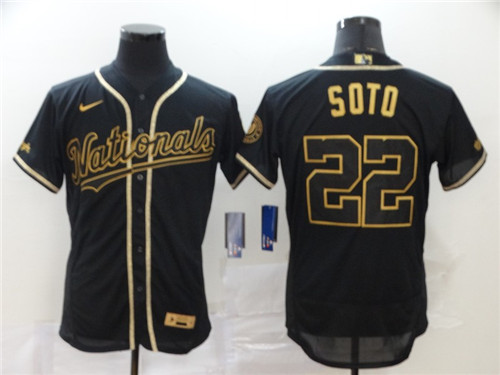 Personalized Nationals 22 Juan Soto Black Gold 2020 Flexbase Jersey