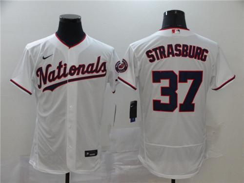 Personalized Nationals 37 Stephen Strasburg White 2020 Flexbase Jersey