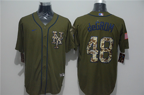 Personalized Mets 48 Jacob DeGrom Olive 2020 Cool Base Jersey