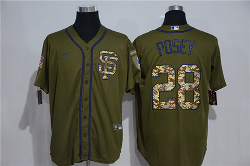 Personalized Giants 28 Buster Posey Olive 2020 Cool Base Jersey