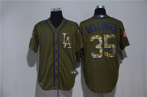 Personalized Dodgers 35 Cody Bellinger Olive 2020 Cool Base Jersey