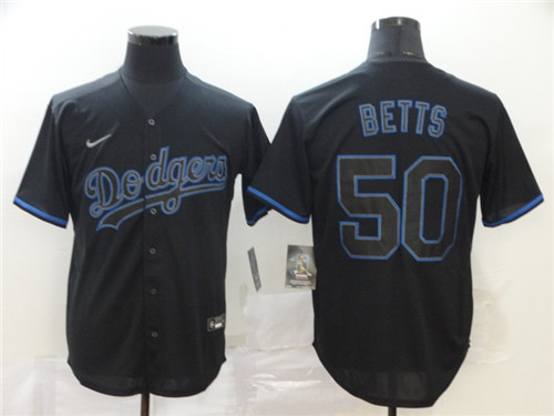 Personalized Dodgers 50 Mookie Betts Black Shadow 2020 Cool Base Jersey