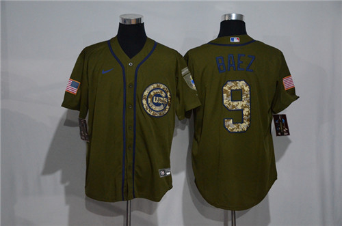 Personalized Cubs 9 Javier Baez Olive 2020 Cool Base Jersey