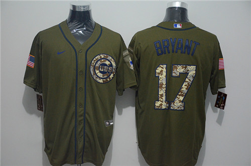 Personalized Cubs 17 Kris Bryant Olive 2020 Cool Base Jersey