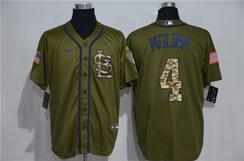 Personalized Cardinals 4 Yadier Molina Olive 2020 Cool Base Jersey
