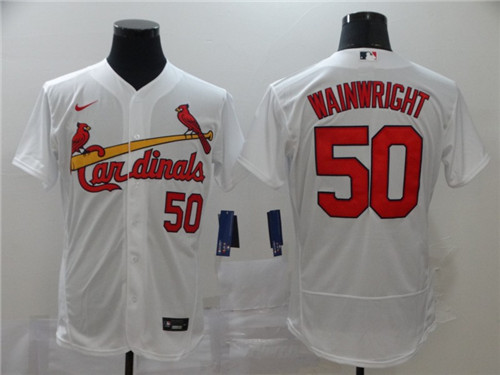 Personalized Cardinals 50 Adam Wainwright White 2020 Flexbase Jersey