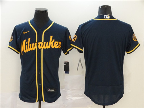 Personalized Brewers Blank Navy 2020 Flexbase Jersey