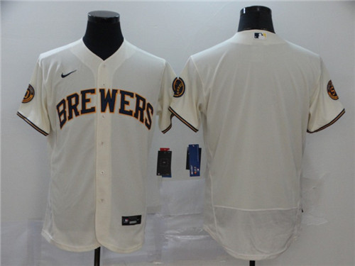 Personalized Brewers Blank Cream 2020 Flexbase Jersey