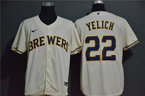 Personalized Brewers 22 Christian Yelich Cream 2020 Cool Base Jersey