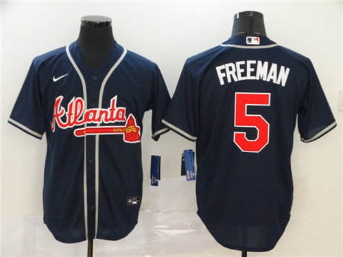 Personalized Braves 5 Freddie Freeman Navy 2020 Cool Base Jersey