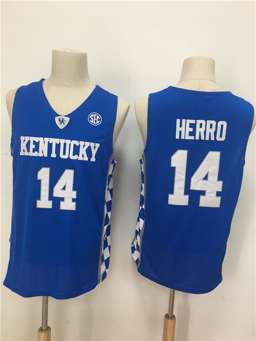 Personalized Kentucky Wildcats 14 Tyler Herro Royal College Basketball Jersey