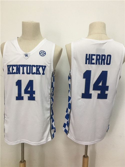 Personalized Kentucky Wildcats 14 Tyler Herro White College Basketball Jersey