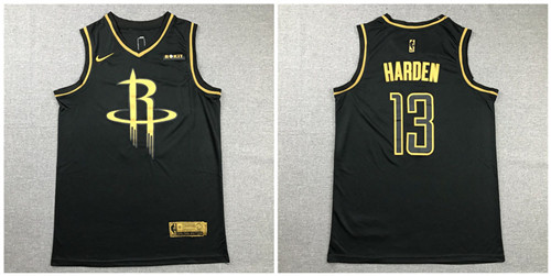 Personalized Rockets 13 James Harden Black Gold Swingman Jersey