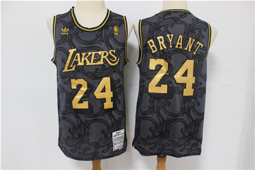 Personalized Lakers 24 Kobe Bryant Black Hardwood Classics Jersey