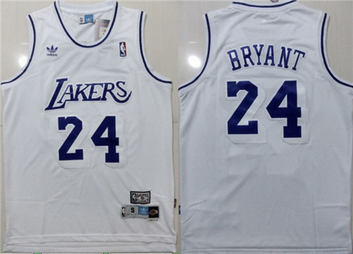 Personalized Lakers 24 Kobe Bryant White Hardwood Classics Jersey