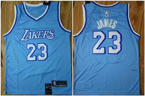 Personalized Lakers 23 Lebron James Light Blue Swingman Jersey