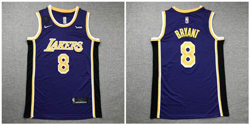 Personalized Lakers 8 Kobe Bryant Purple KB Patch Swingman Jersey